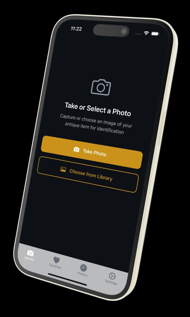Antique Identifier Pro app - Dark theme